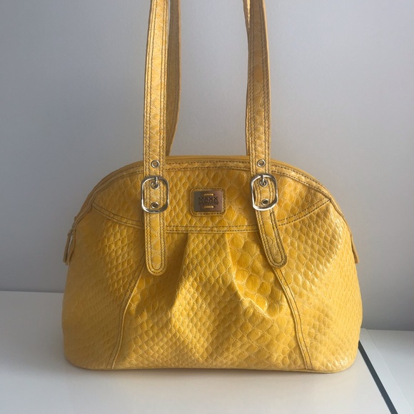 NWOT Maxx New York Yellow Faux Croc Hobo Spring Summer Bag - Picture 2 of 16